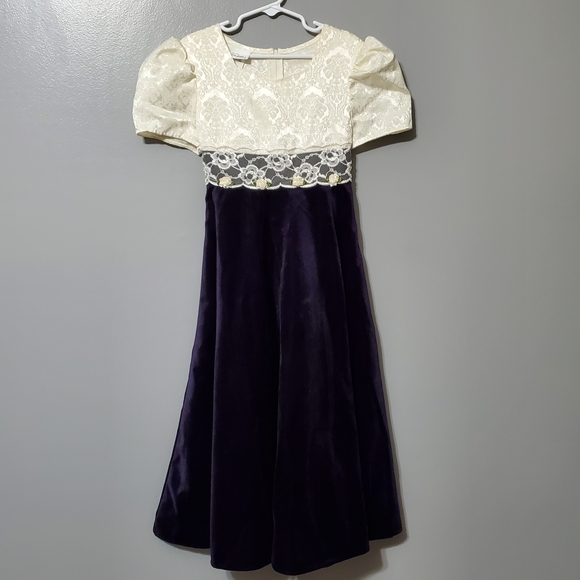 Bonnie Jean Other - Vintage Bonnie Jean Cream Lace Bodice with Purple Velvet Skirt Formal Dress SZ 8